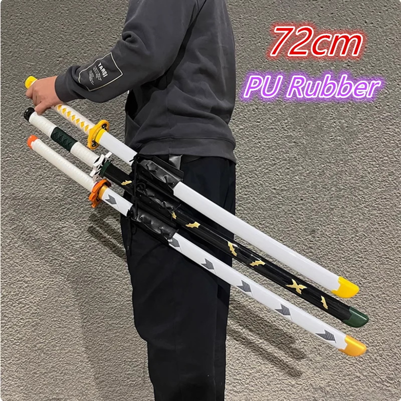 72cm Cosplay Swords Anime Demon Slayer Katana Props Original Sword Tokitou Muichiro Swords Toy Safety Rubber Model Gift