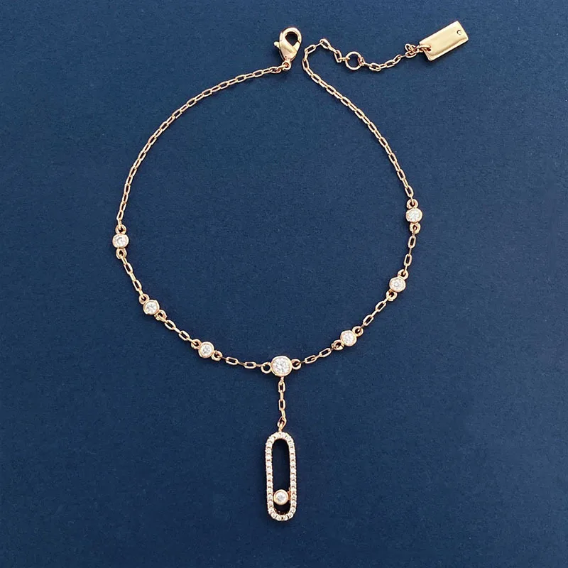 Personalized niche paper clip, zircon, dynamic tassel design, anklet