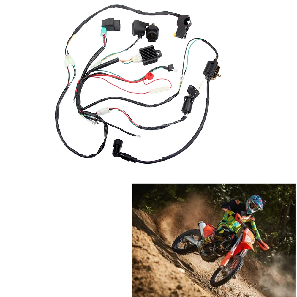 

Off road motorcycle complete wiring harness ignition system ATV 50 70 90 110CC CDI beach bike accessories