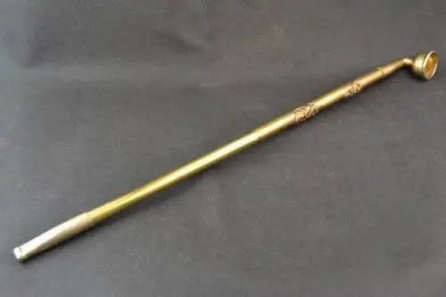 Collectible Decorated Handwork Copper Carving Dragon Phoenix Smoking Tool