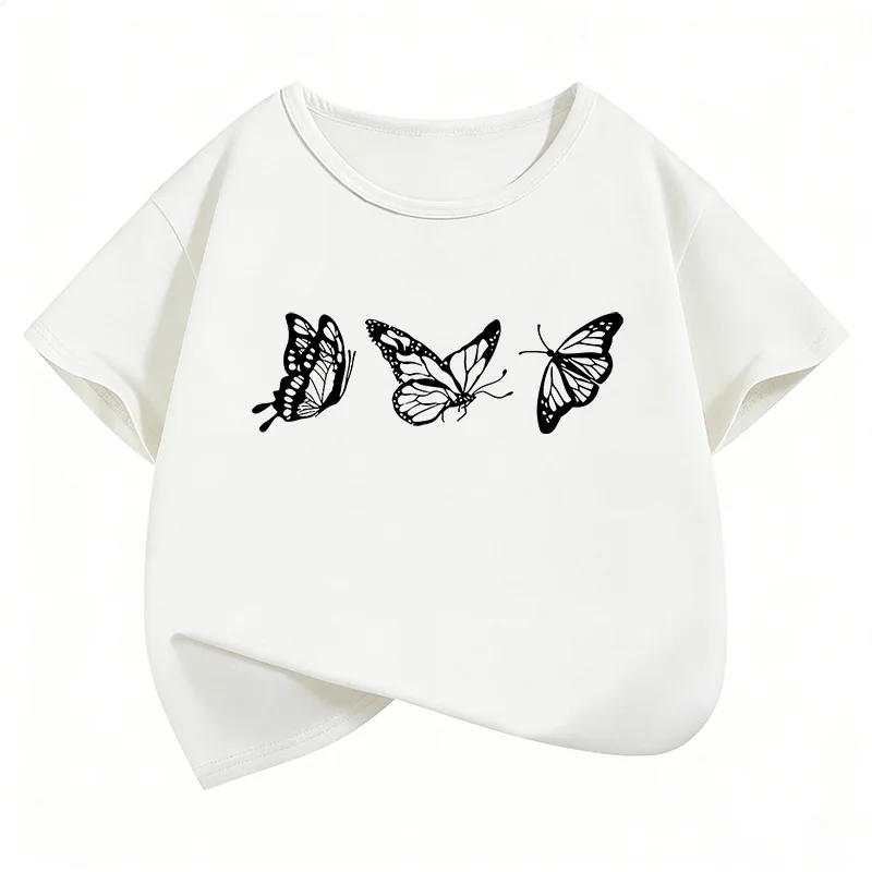 Lustige T-Shirts mit Schmetterlings-Design, Gothic-T-Shirt für Kinder, Jungen und Mädchen, Sommer, Frühling, lässiges Top-T-Shirt