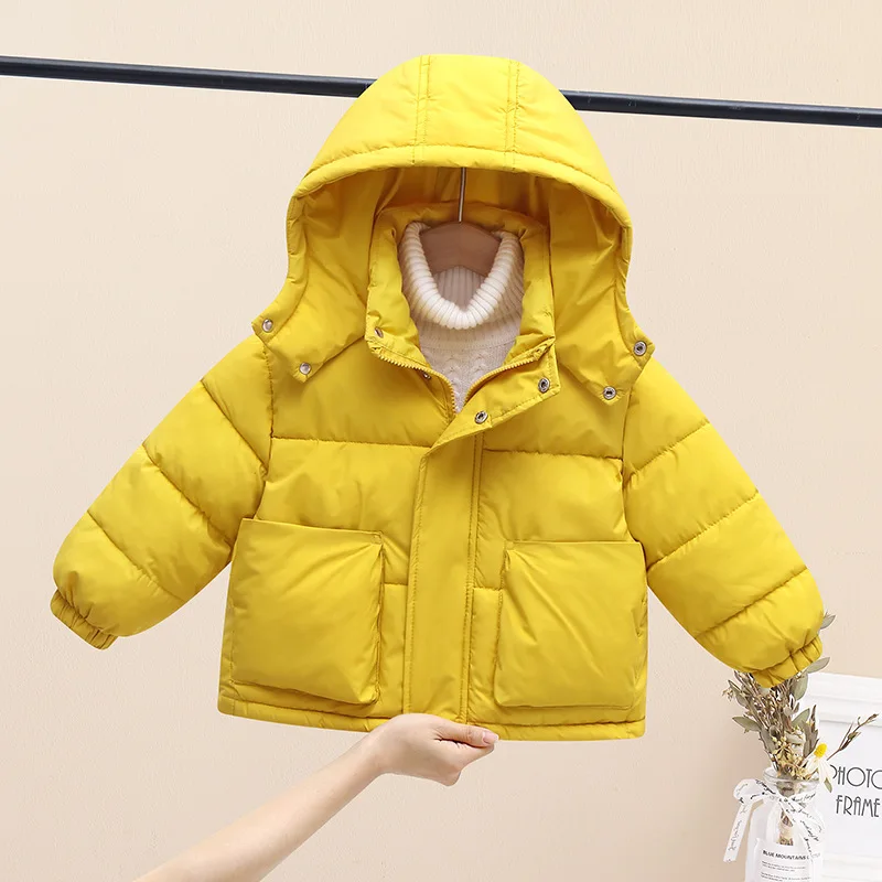 Winter children's cotton clothing boys and girls down jacket children's coat thickened hooded large pocket cotton jacket