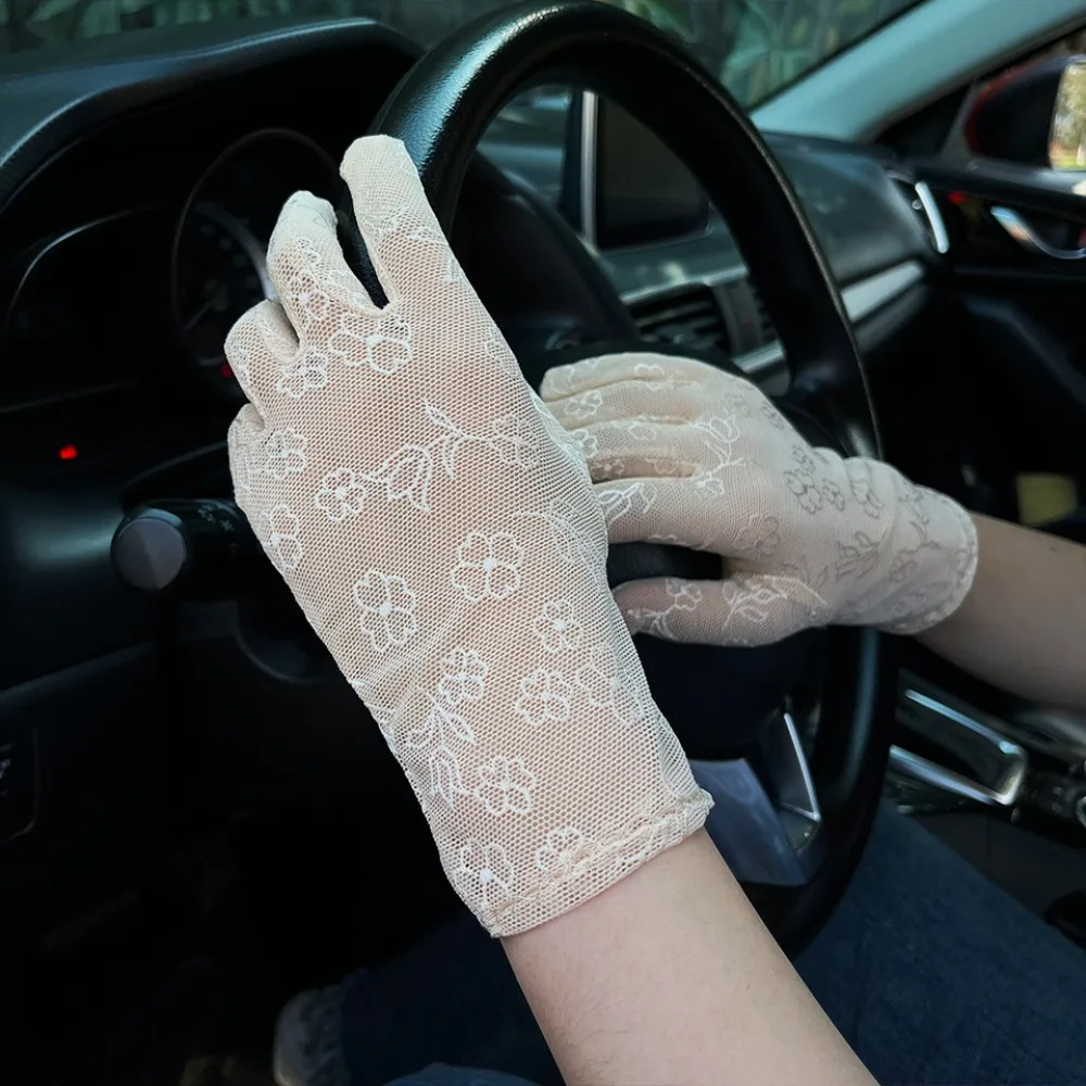 Anti-uv Lace Gloves Hot Sale Breathable Highly Elastic Sunscreen Gloves Touch Screen Loose Armguard Cycling Driving