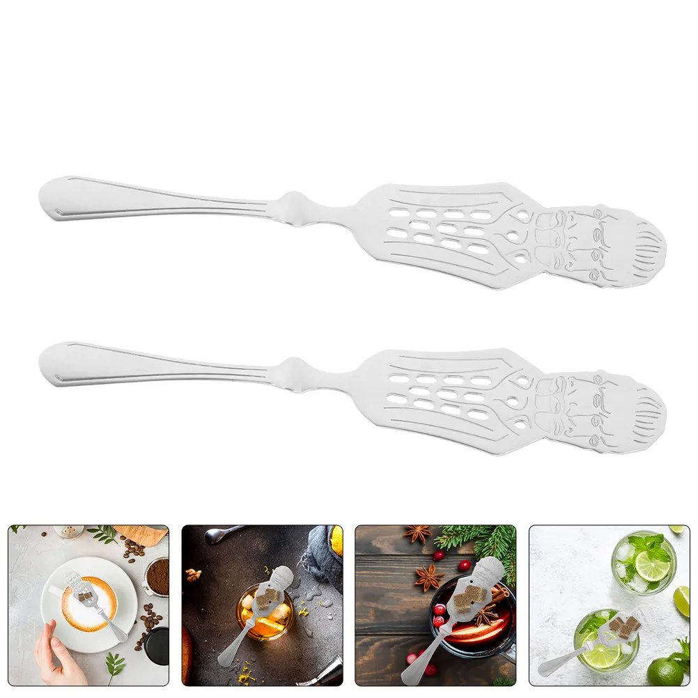 2Pcs Stainless Steel Absinthe Spoon Set Sugar Cube Dripper for Classic Ritual Elegant Slotted Filter Bar Cocktail Serving