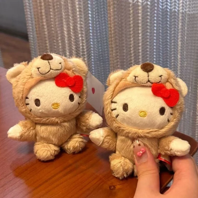 

Kawaii bow Bear Hello Kitty Plush Doll Keychain bow Brown Bear kitty Women's School Bag Crossbody Bag Accessories
