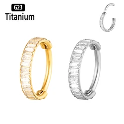 G23 Titanium Piercing CZ Septum Clicker Nose Ring 8/10/12mm Conch Tragus Cartilage Helix Ear Stud Piercing Body Jewelry Earrings