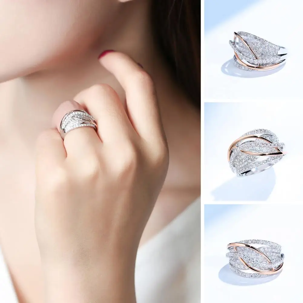 Gorgeous Knuckle Ring  Eye-catching Individual Women Ring  Rhinestone Inlaid Wedding Ring