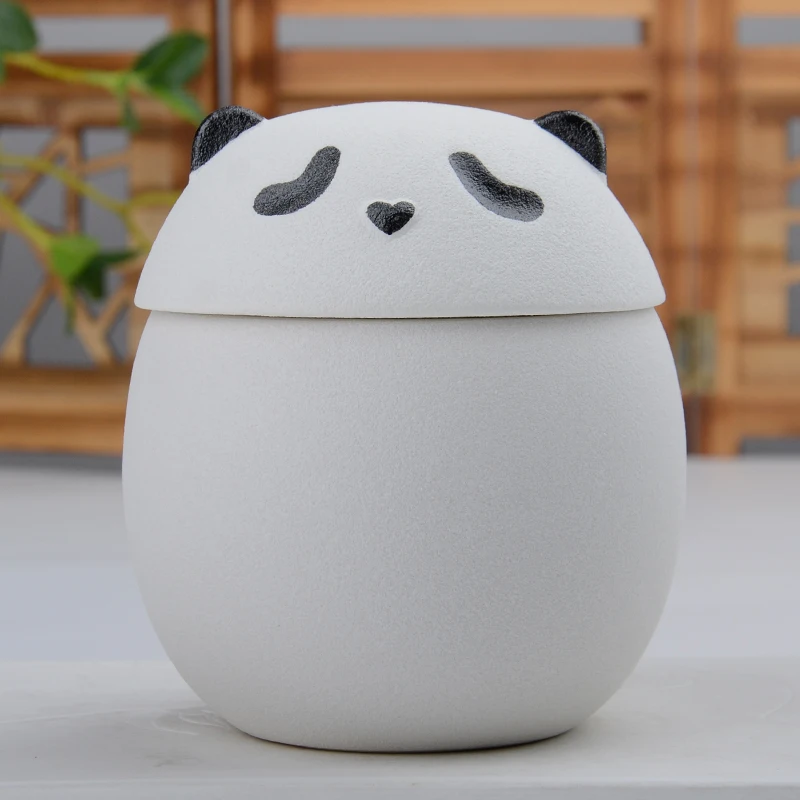 Coarse ceramic panda jar Antique ceramic sealed jar Storage jar Chinese style minimalist retro ceramic jar