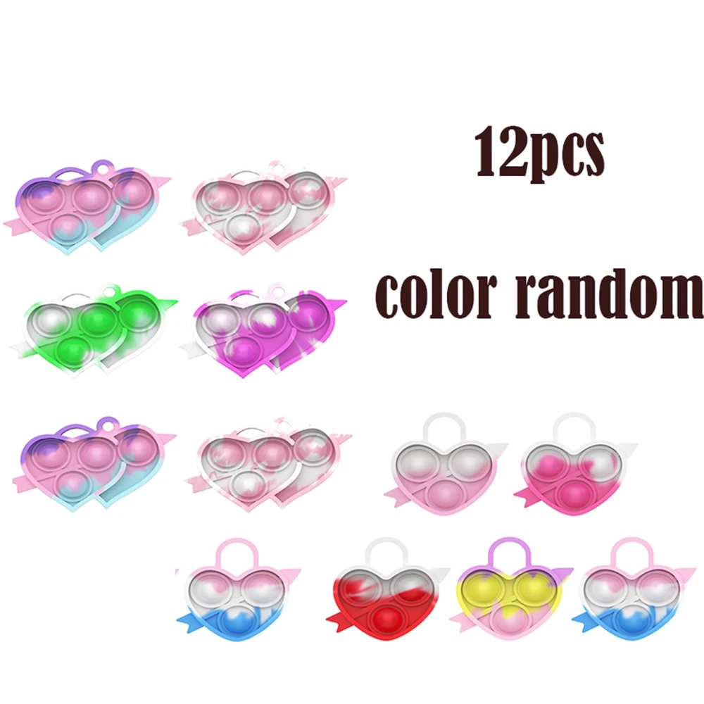 

Valentines Day 12PCS Heart Pop Fidget Keychains Mini Anti-Anxiety Stress Relief Sensory Toys Goodie Bags Stuffers Party Favors