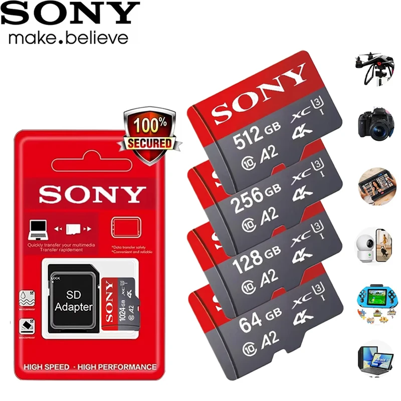 

SONY Ultra Micro SD Card 1TB 512GB 256GB 128GB 64GB U3 TF Memory Card Class10 High Speed TF Flash Cards For Gaming Phone Camera