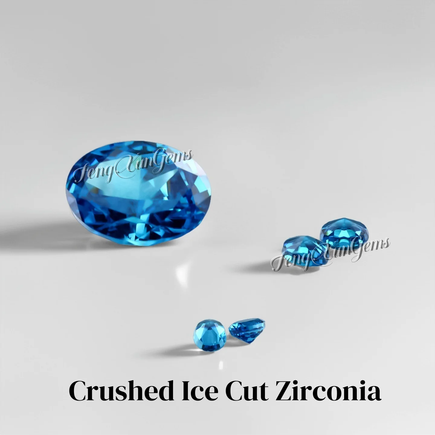 

Dark Aquamarine Oval Crushed Ice Cut Shining Zirconia 5A Quality Excellent Cutting Cusp Bottom Synthetic Gemstone For Jewelry