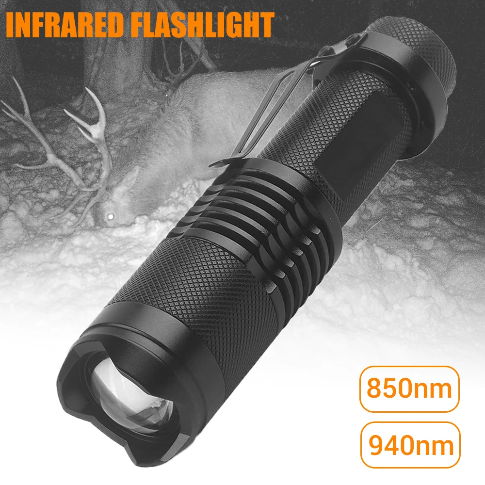 850nm/940nm Infrared Flashlight Adjustable Focus Zoomable IR Hunting Torch Infrared Radiation Weapon Light Night Vision Devices