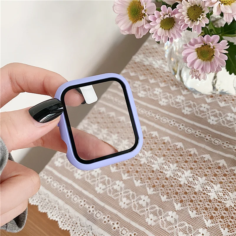 Soft Silicone Case For Apple Watch 7 45mm 6 SE Series 42mm 38mm  Fashion Solid Color For IWatch 40mm 44mm 41mm Protective Frame