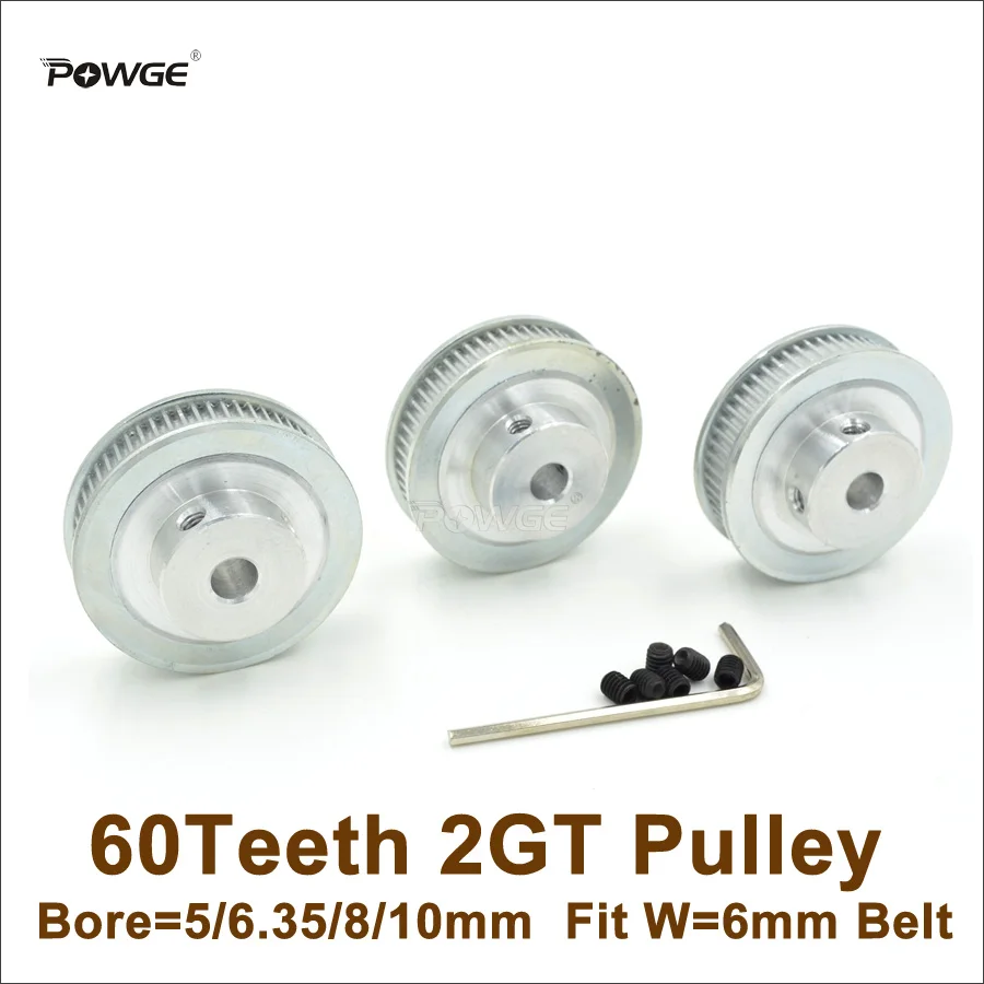 POWGE 2pcs 60 Teeth 2GT Timing Pulley Bore 5-12mm Fit Width 6mm GT2 Timing Belt 3D Printer Parts 60T 60Teeth GT2 Pulley