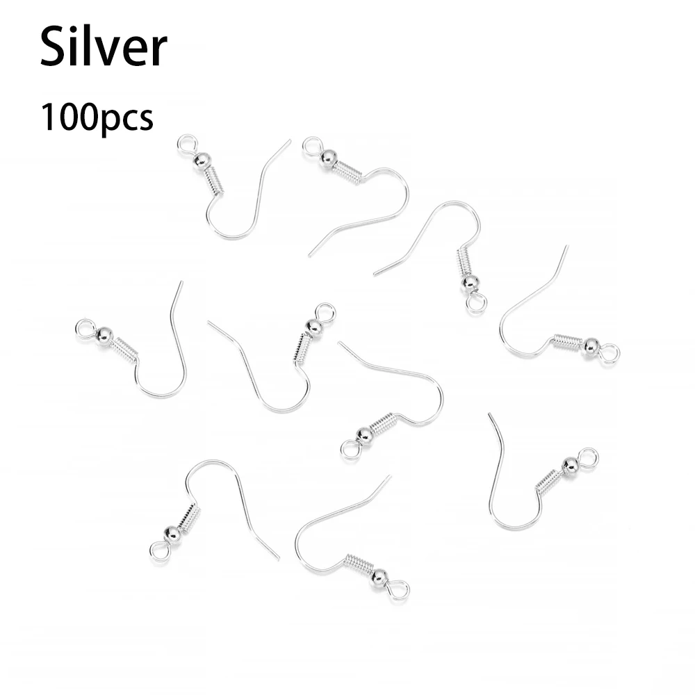 100/300 Stks/partij Hypoallergene Oorbelhaak Kit Mixkleur Oordraden Vishaken Open Springringen Oordopjes Voor Diy Sieraden Maken