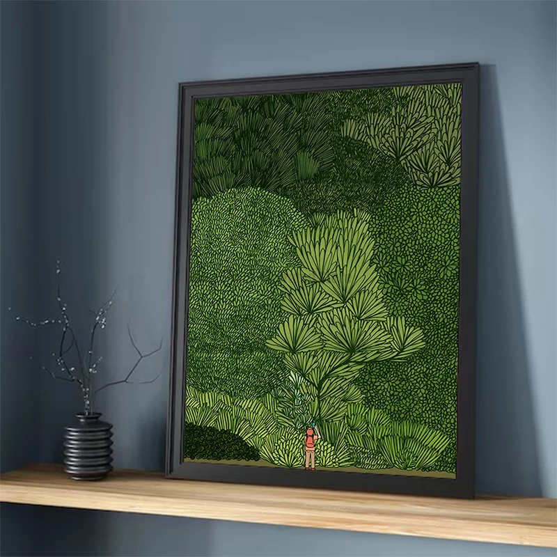 

Nordic Green Forest Jungle Explore Poster Wall Modern Painting Poster Korean Studio Living Room Home Decoration