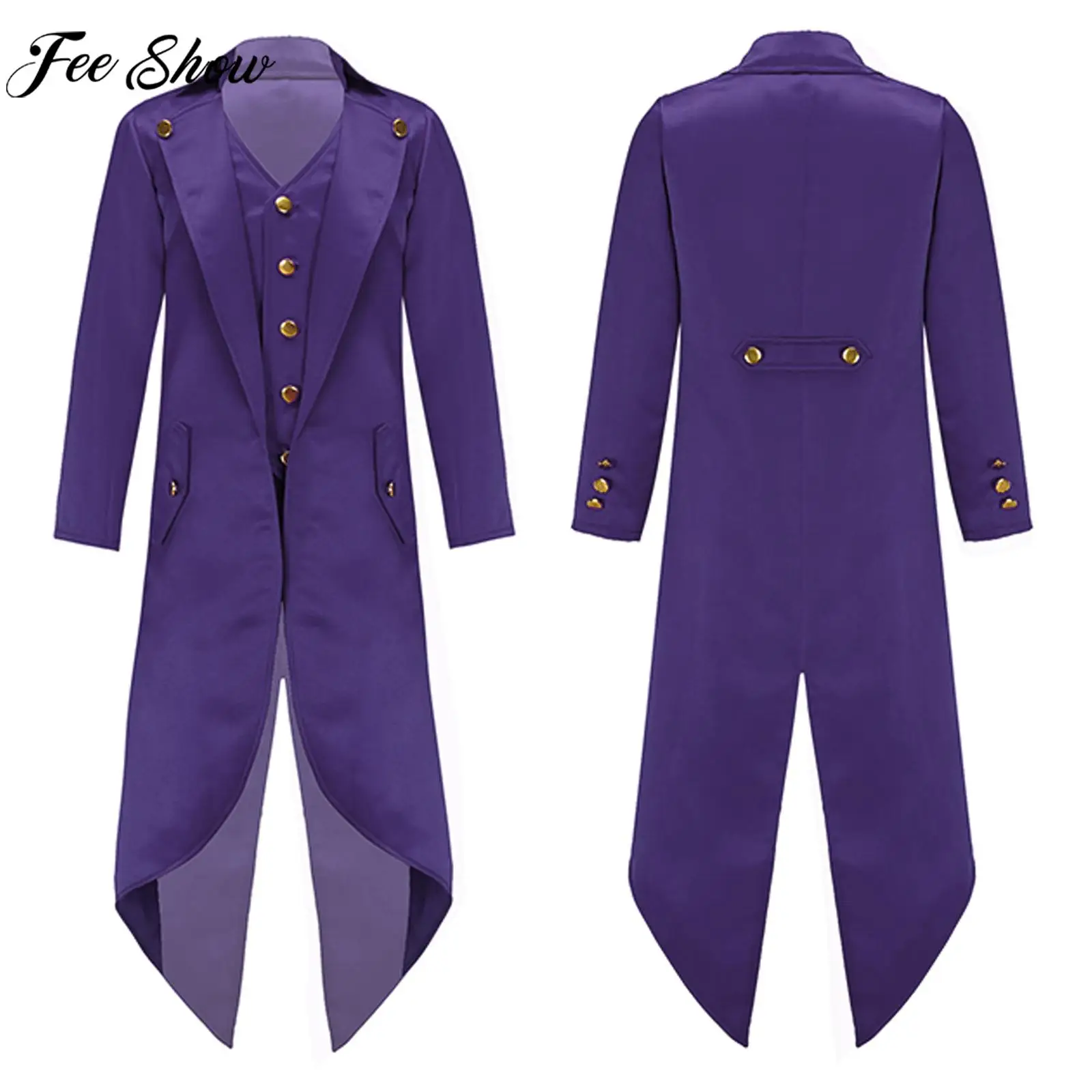 Costume de Cosplay pour enfants, fête d'halloween, Renaissance médiévale, Pirate victorien, Vampire, fausse veste Steampunk deux pièces, manteau