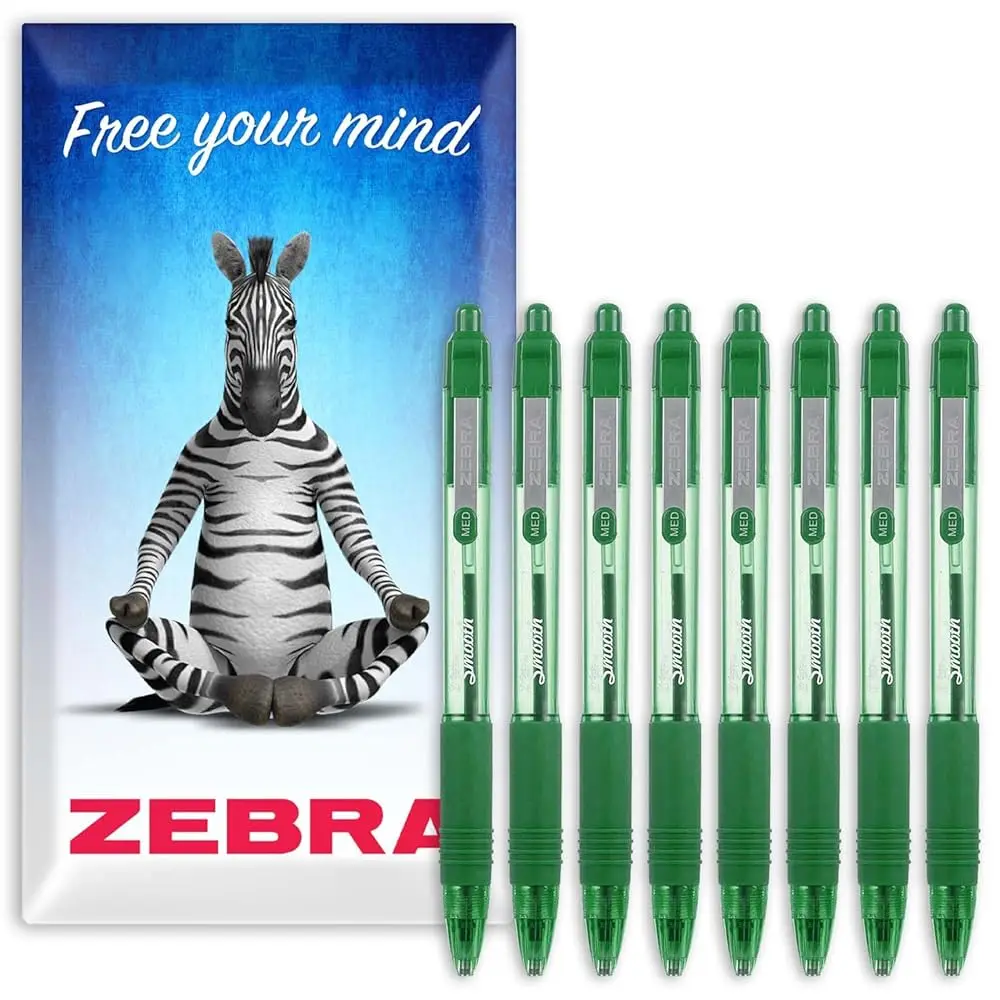 

Ручка шариковая выдвижная Zebra Z-Grip Smooth - наконечник 1,0 мм - зеленая - набор из 8 штук - в подарочной коробке