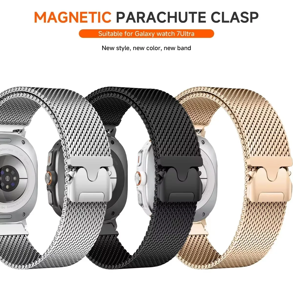 No Gaps Magnetic Milanese Strap for Samsung Galaxy Watch 7 Ultra 47mm Stainless Steel Bracelet for Galaxy Watch Ultra 47mm Band