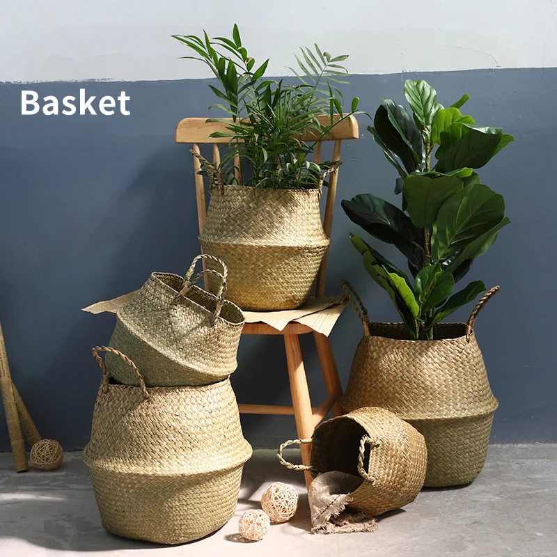 

Grass Woven Flower Pots Flower Baskets Woven Baskets Living Room Folding Storage Baskets Flower Arrangement Ornaments