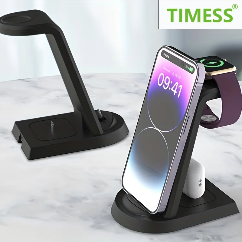 3 in 1 Wireless Charger Stand Magnetic For iPhone 12 13 14 15 Fast Charging Station for Apple Watch 9 8 7 and Airpods headphones