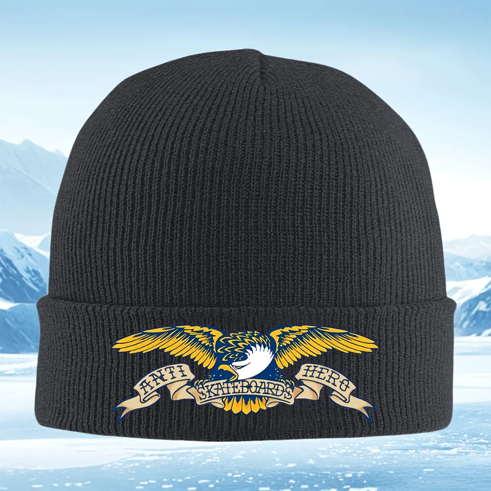 Alas de águila patinando marca emblema hombres mujeres unissex sombrero de punto gorro camisa gorra invierno térmico cálido Navid