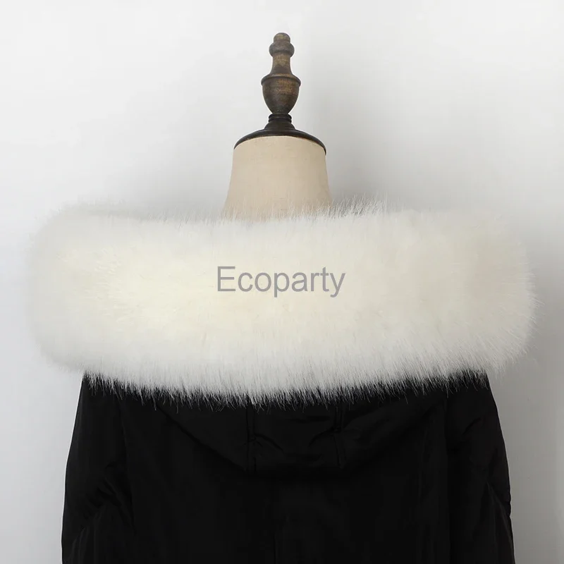 Women Faux Fox Fur Collar Shawl Furry Fur Collar For Winter Coat Hood Fur Decor Fake Fur Scarf Parkas Coat Fur Collar Scarves