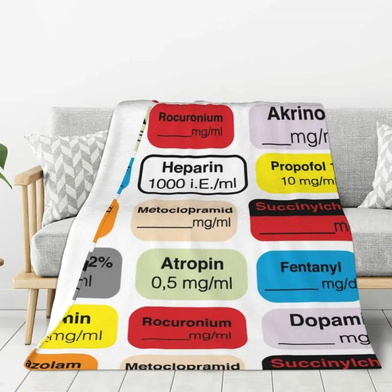 Custom Anesthesia Medication Doctor Medical Nurse Hospital Blanket Warm Fleece Soft Flannel Throw Blankets for Bed Couch Office