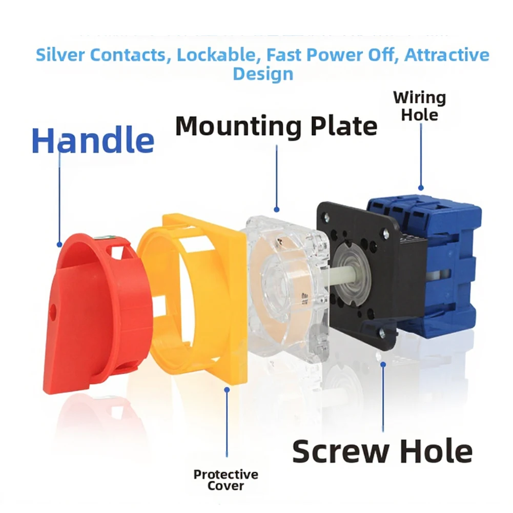 

Переключатель LW30 32A 3P с серебряными контактами и корпусом из поликарбоната для использования в электрических системах коммерческих зданий