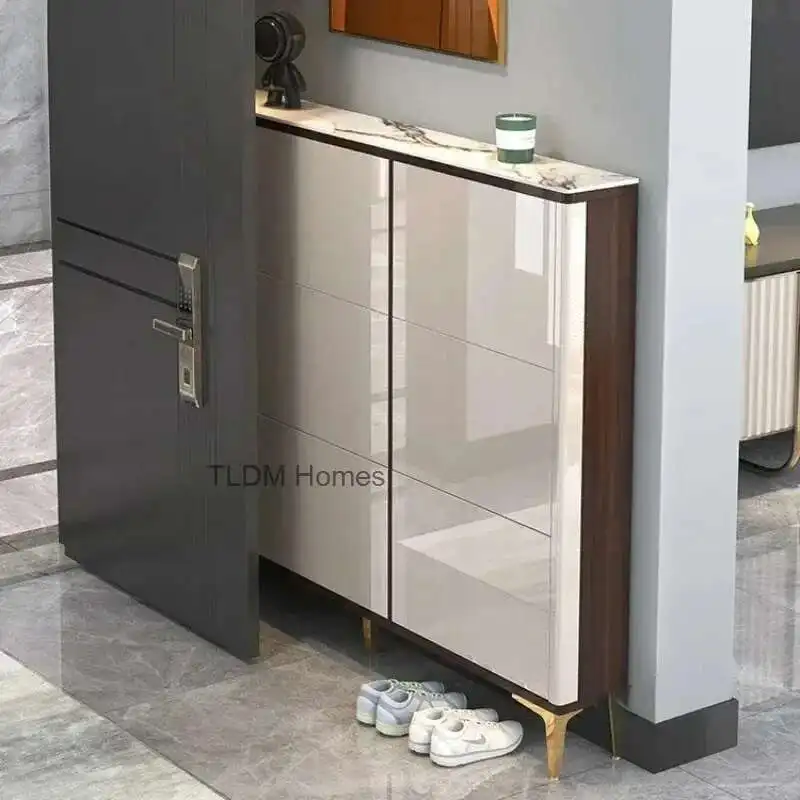 

Shoe Rack with Folding Shoe Changing Stool Luxury Home Furniture Storage Entrance Ultra-thin Hallway Shoe Cabinets Shelf g