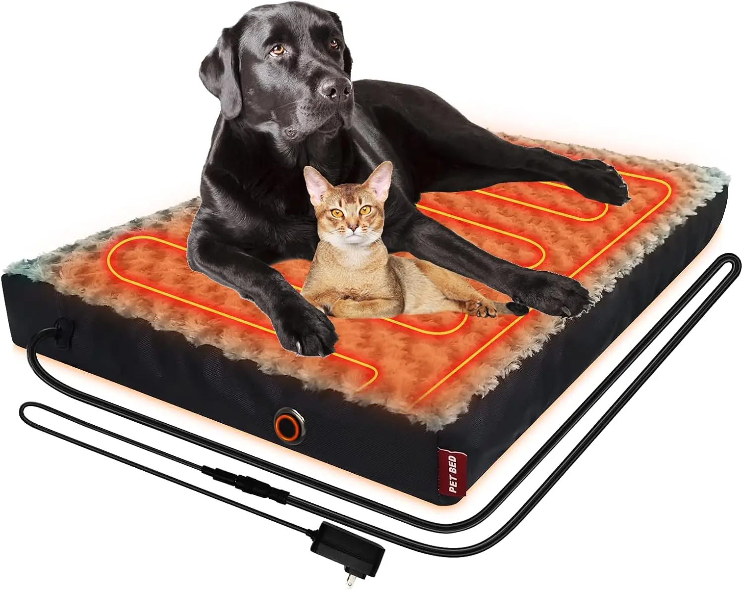 

Heated Orthopedic Dog Bed with Memory Foam, Waterproof Cover for Medium to XL Dogs, Safe 12V Heating