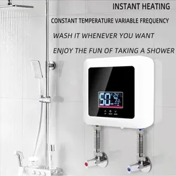 5500W Mini Electric Tankless Water Heater Wall-Mounted LED Display Support Thermostat Mode/Power Adjustment for Home Bathroom