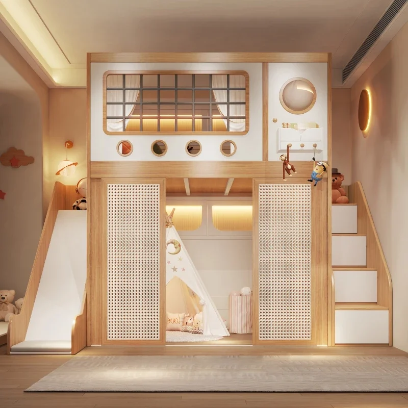 Children's bed bunk beds siblings do not disturb each other separate beds one room becomes two rooms