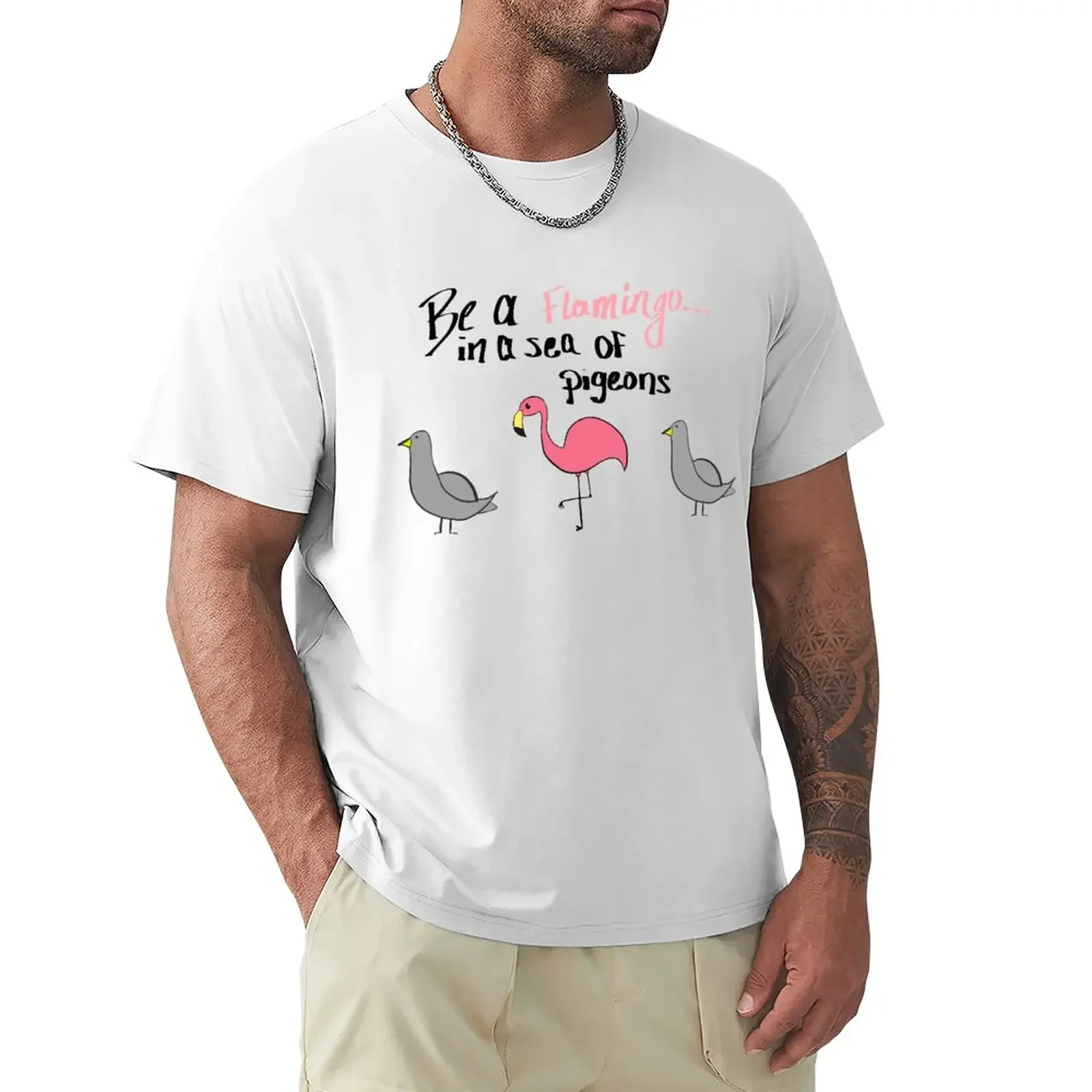 

flamingo T-Shirt summer tops blacks plus sizes mens t shirt graphic