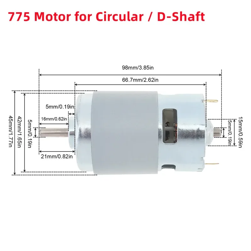 775 DC Motor 12V 24V 3000RPM-12000RPM Large Torque Micro Electric Motor for Drill Screwdriver Circular/D-Shaft/Dual Shaft