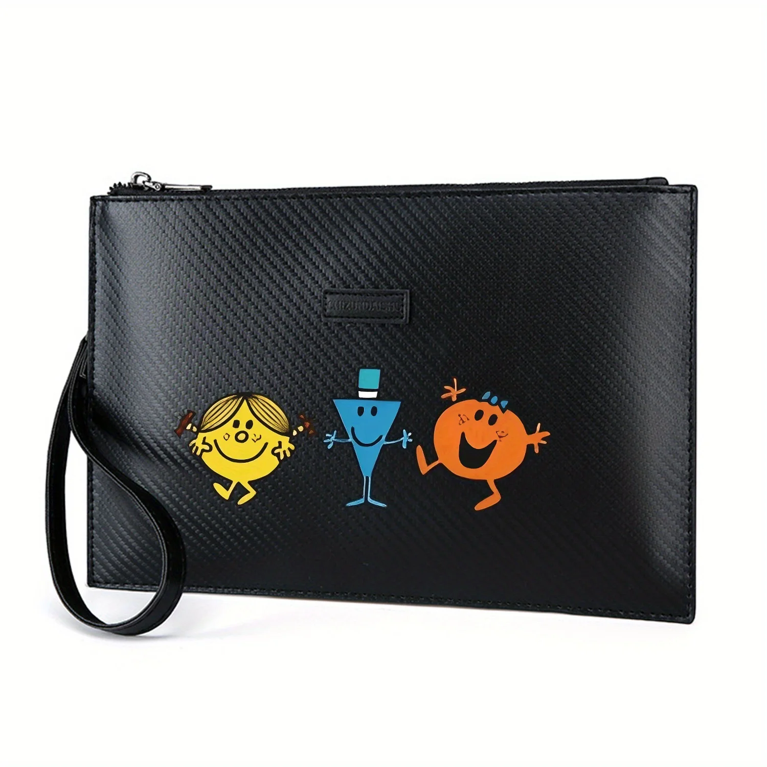 personagens-sorridentes-com-diferentes-formatos-bolsa-masculina-elegante-impressa-em-pu-elegante-e-pratica-para-transporte-diario