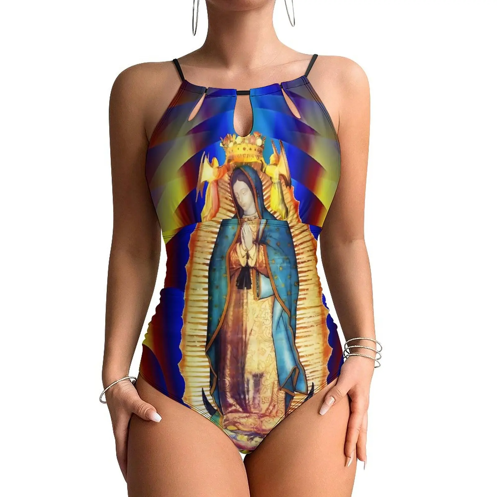 

Our Lady of Guadalupe Swimsuit Sexy Virgin Mary New Zerape Women Swimwear One-Piece Trend Bodysuit Fitness Push Up Beach Outfits