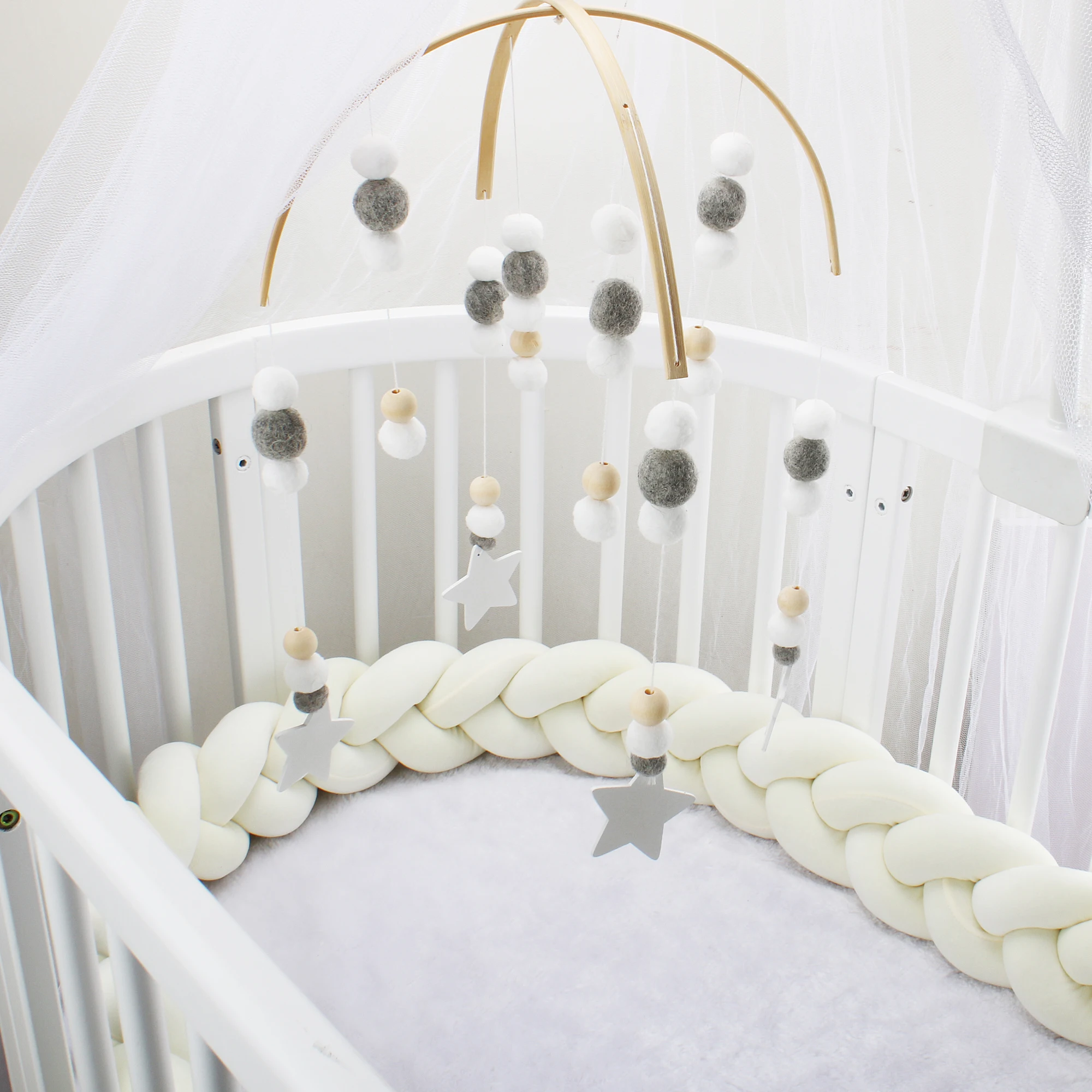 1M/2M/3M/4M Braided Baby Bumper Infant Bedding Set for Baby Boys Girls Crib Protector Knot Braid Pillow Cushion Cot Room Decor