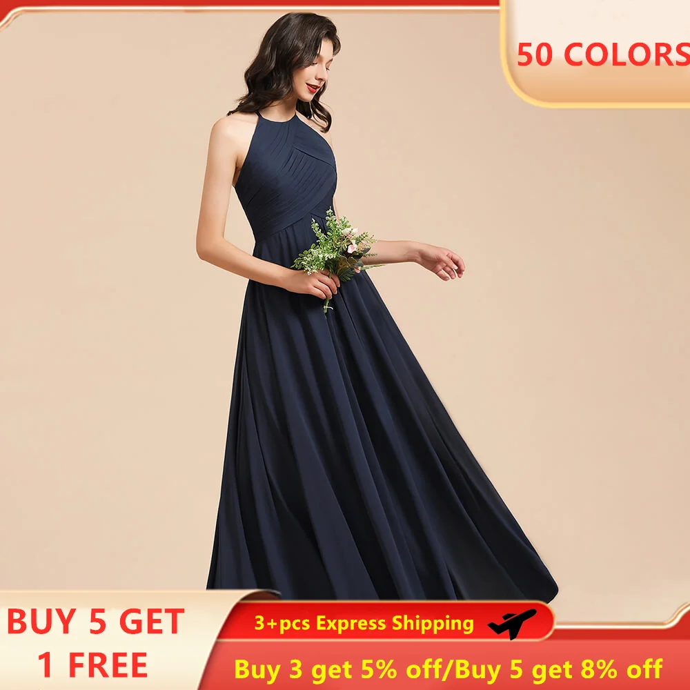 Babyonlinedress 50 Colors A-line Chiffon Bridesmaid Dresses Halter Sleeveless Wedding Party Dress robe de soirée de mariage