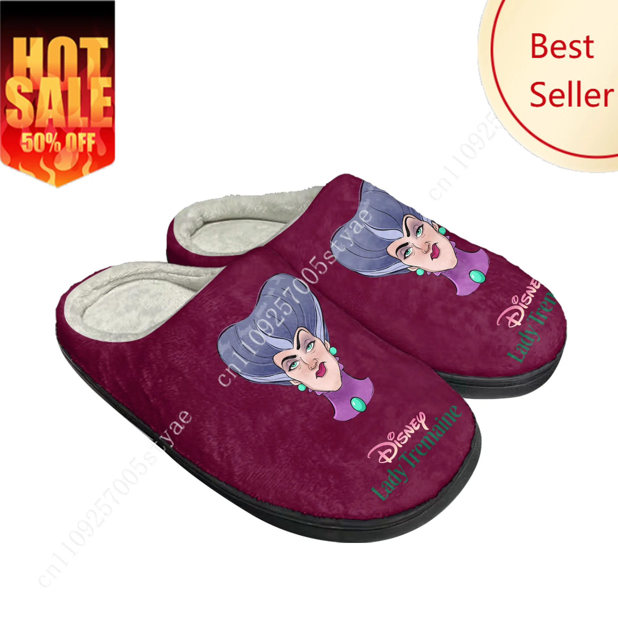 

Lady Tremaine Cotton Slippers Disney Cartoon Decorate Plush Indoor Shoes Design Your Party Holiday Gifts Custom Shoe