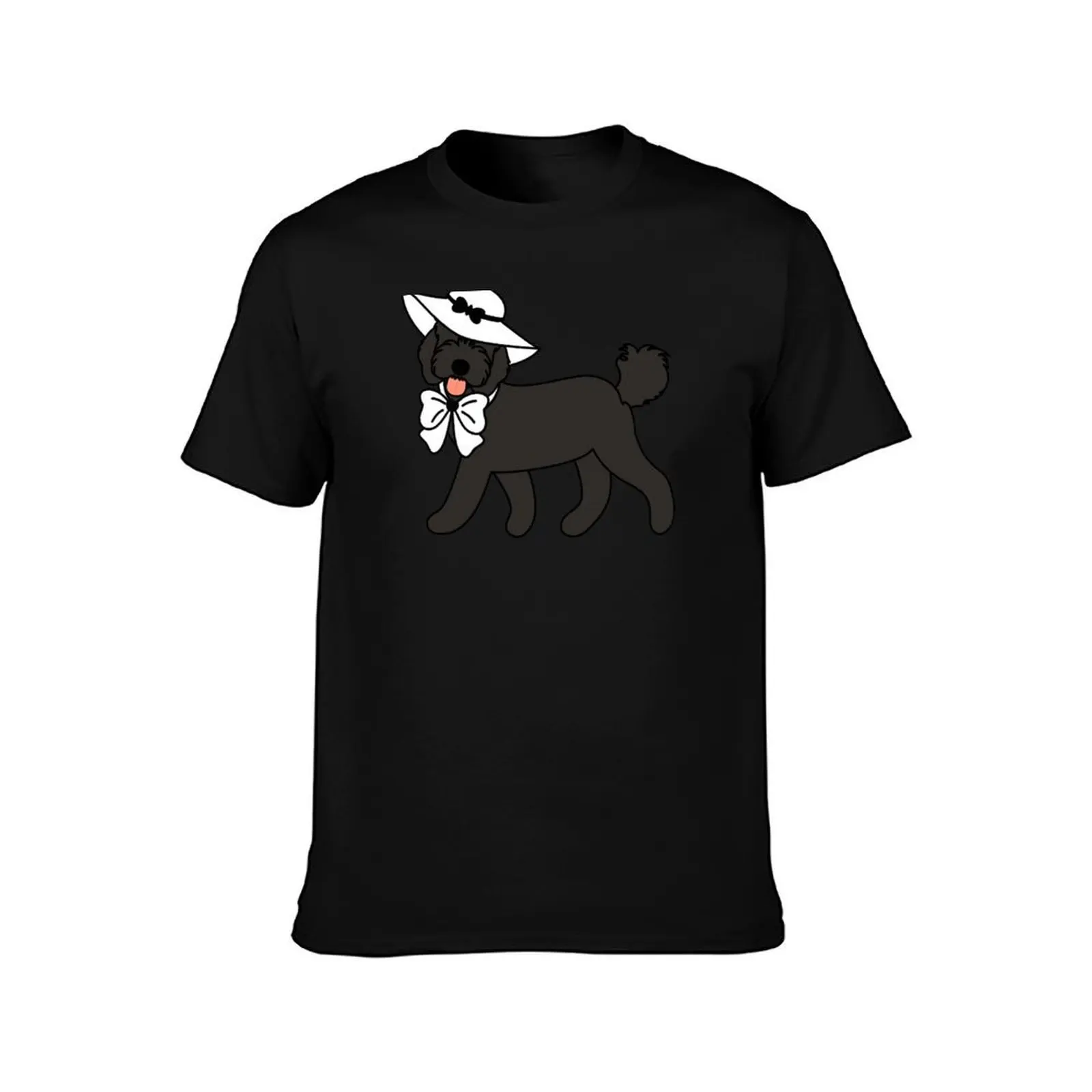 Fashion Black Cockapoo Cavapoo Cavoodle Dog with Ribbon Bow T-Shirt Gym Exercise Short Sleeve T-Shirt