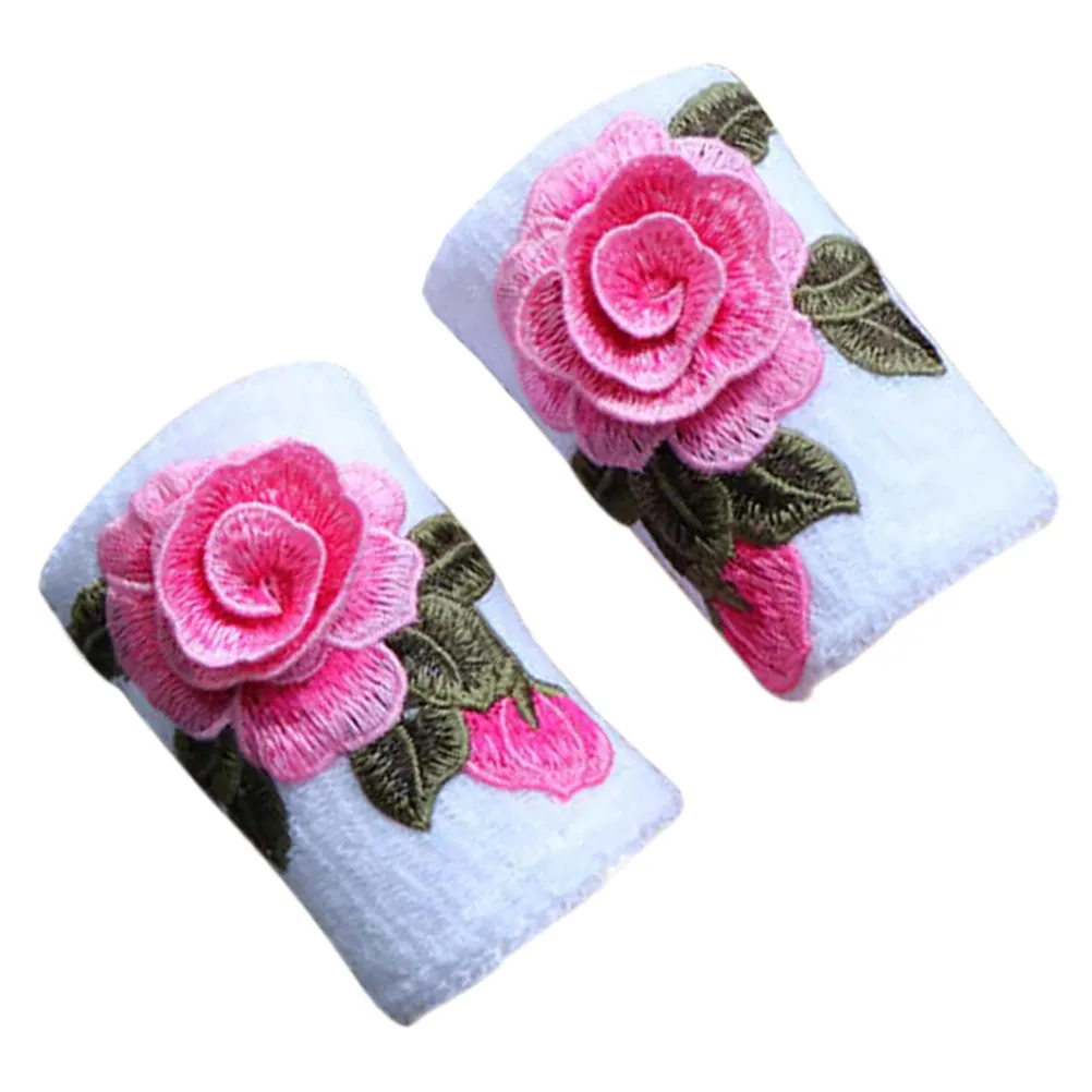 

2Pcs Embroidered Wristb Cotton Warm Wrist Cover Fitness Exercise Ethnic Applique Arm Sleeves Breathable Winter