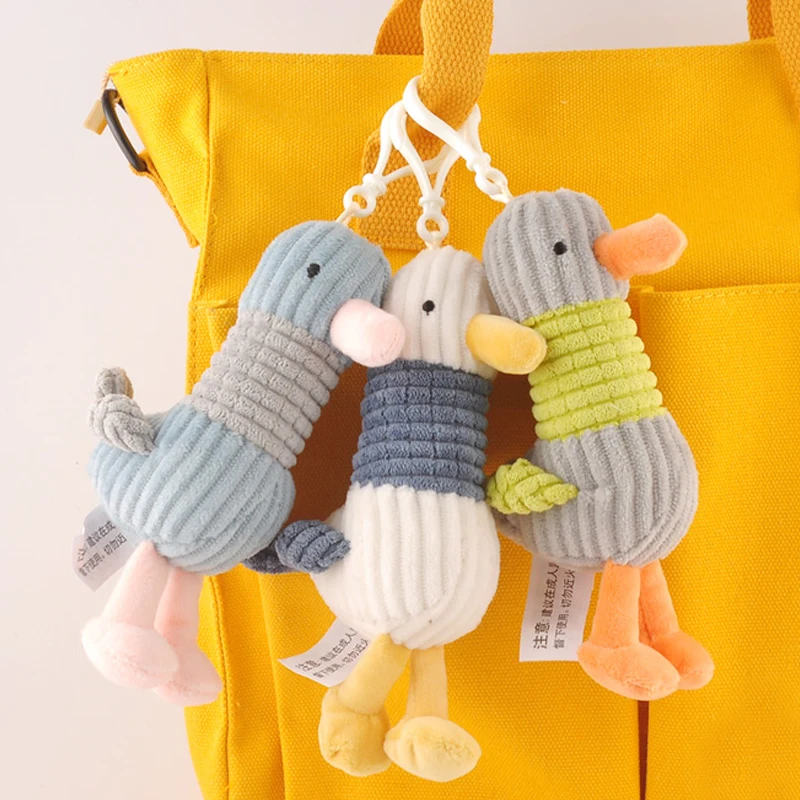 Kawaii Keychain Cute Cartoon Animal Stuffed Toy Duck Doll Bag Charm with Hook Pendant Key Chain Accessories Gift