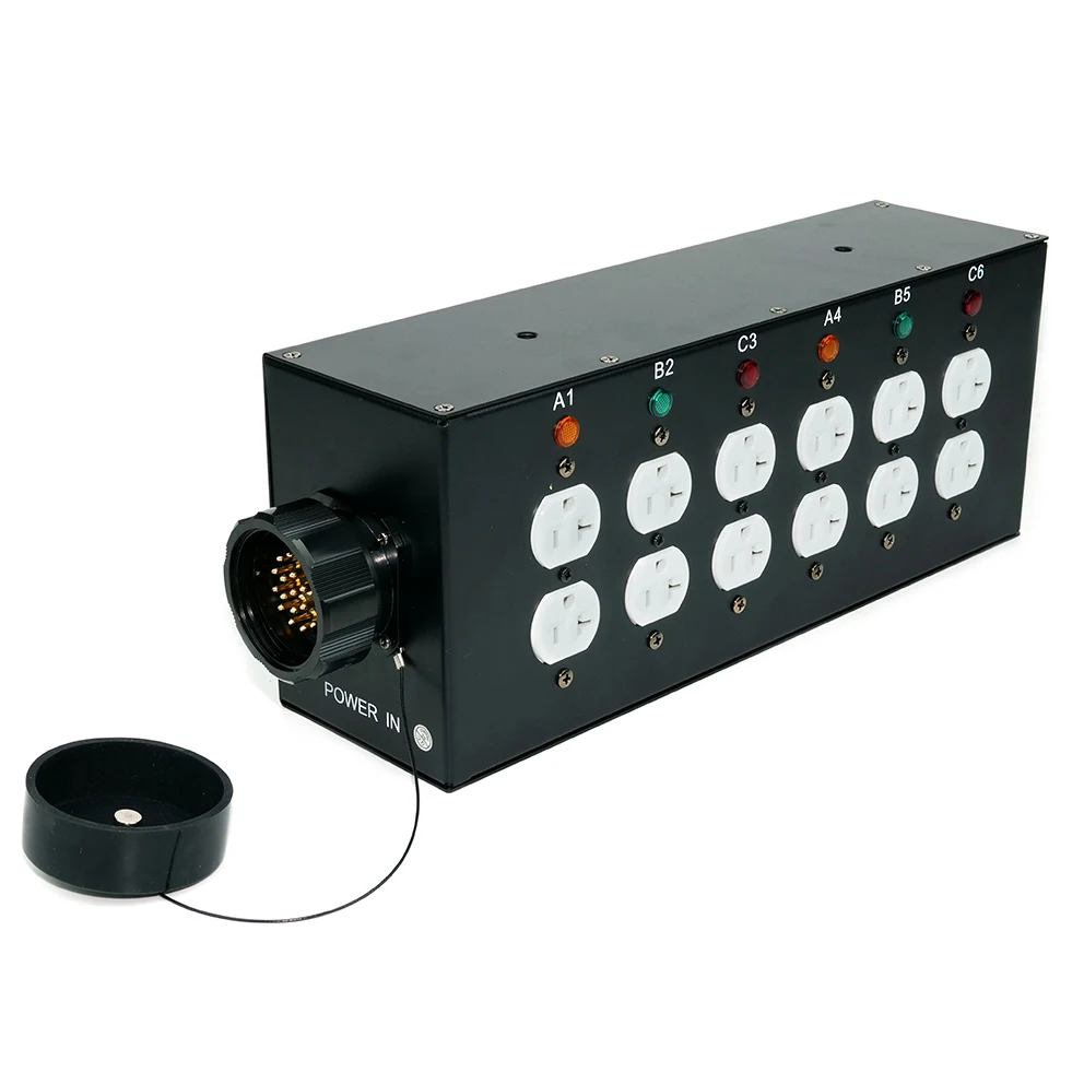 6 Channel 20A Output Socapex Input US Standard Power Distribution Box Protection 3U Stage Performance Lighting