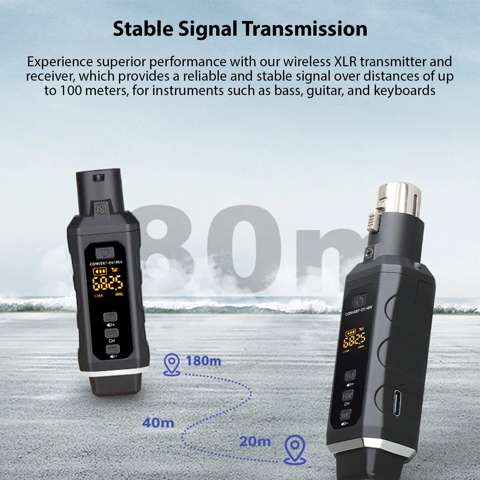 

Microphone Wireless Xlr Transmitter & Receiver Dynamic Condenser Mic for Sound Mixer Electric Guitar Bass Rechargeable Wireless