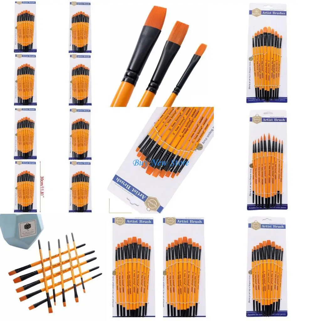 

20CE Paint Brush Set,Artist Paint Brushes-Nylon Hair &10 Different Sizes for Acrylic Painting,Oil,Watercolor,Kids Adults