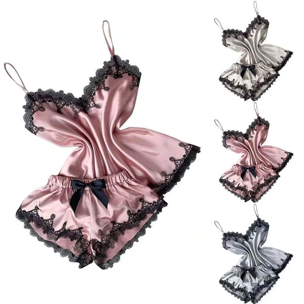 

Сексуальное женское нижнее белье, женская одежда для сна, шорты с бантом, топы с v-образным вырезом, бархатные пижамы, одежда для сна пижама женская, хит продаж