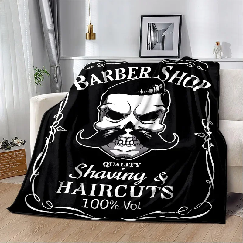 Cobertor vintage impresso em 3D para bebês, barbeiro, tapete do crânio, capa quente macia para casa, quarto, cama, sofá, piquenique, viagem, escritório