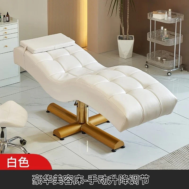 Embroidery Lit Massage Professionnel Commercial Furniture S-shaped Eyelash Bed Beauty Bed Ergonomic Leisure Recliner Eyelash