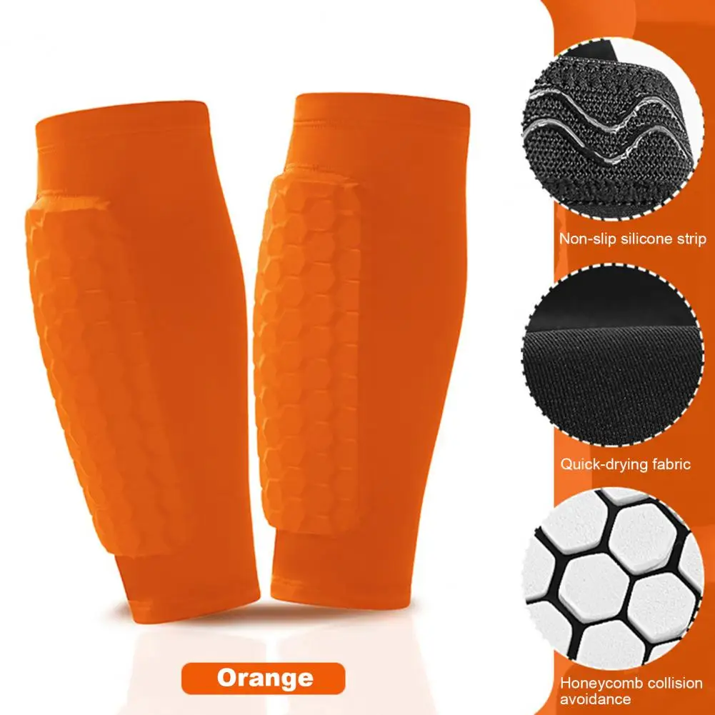 Protège-tibia de sport de football, manchon de compression élastique, coussinets en accent d\'abeille, degré porteurs, équipement de mollet